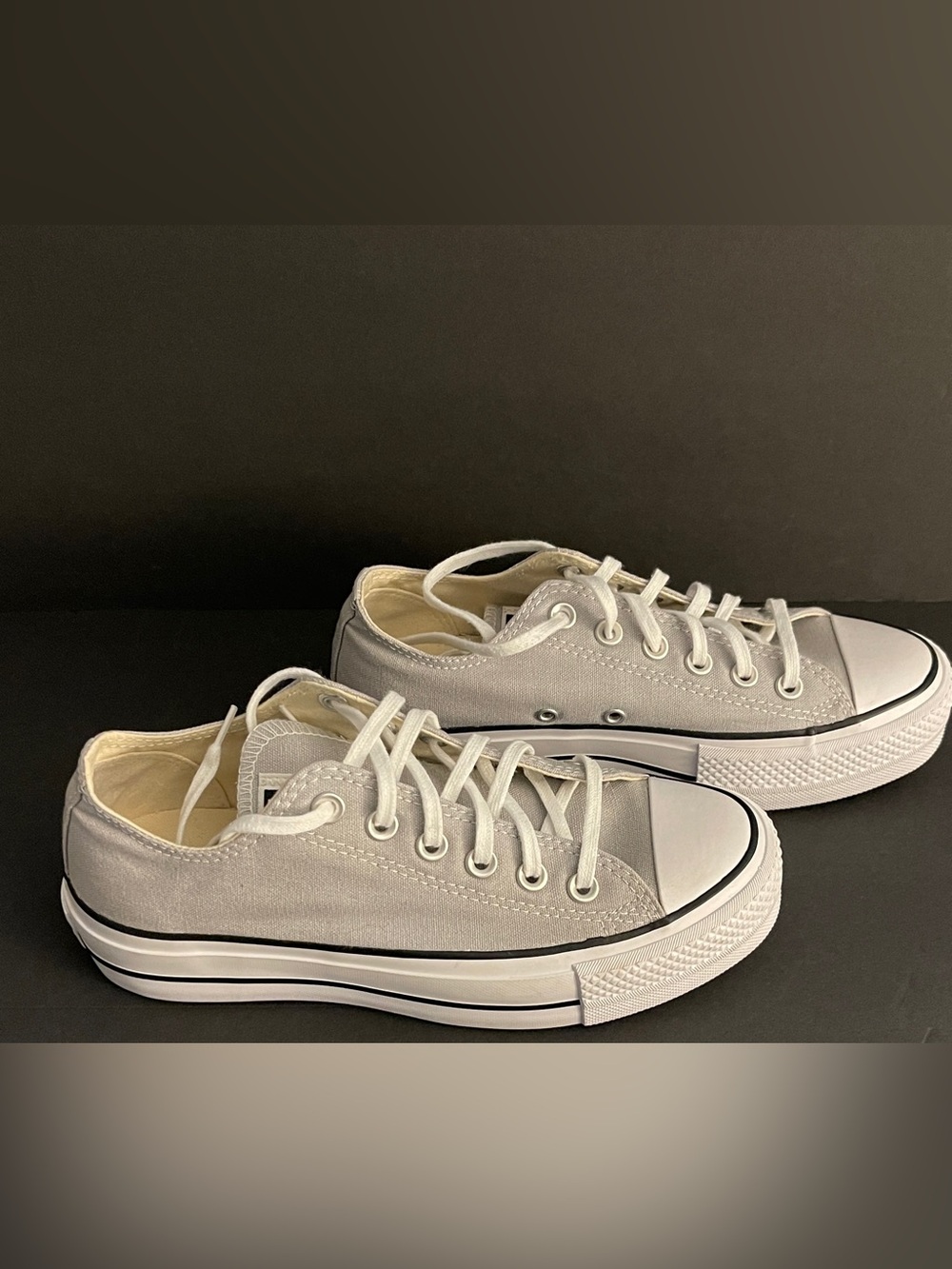 Converse Platform Low Top Canvas Sneakers in Light Gray